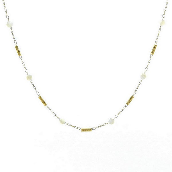 Collier pour femme pierre naturelle acier breloques Pierre de lune