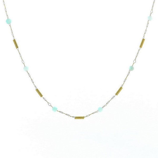Collier pour femme pierre naturelle acier breloques Amazonite