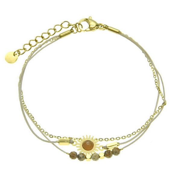 Bracelet pour femme - Acier lune pierre naturelle - Jaspe paysage