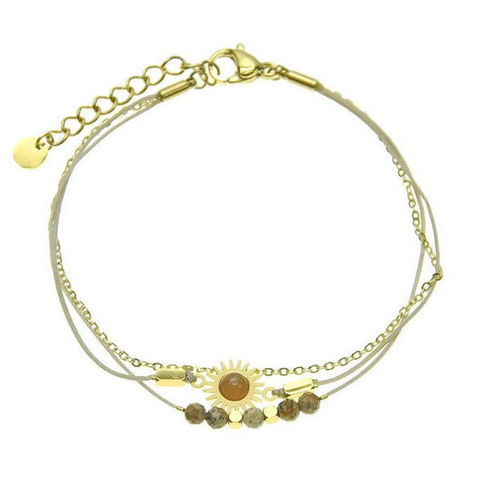 Bracelet pour femme - Acier lune pierre naturelle - Jaspe paysage