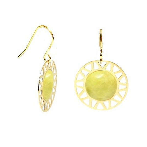 Boucles d'oreilles pour femme rosace acier pierre moutarde