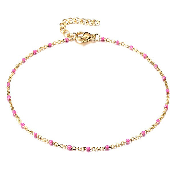 Chaîne de cheville acier 316 or rose