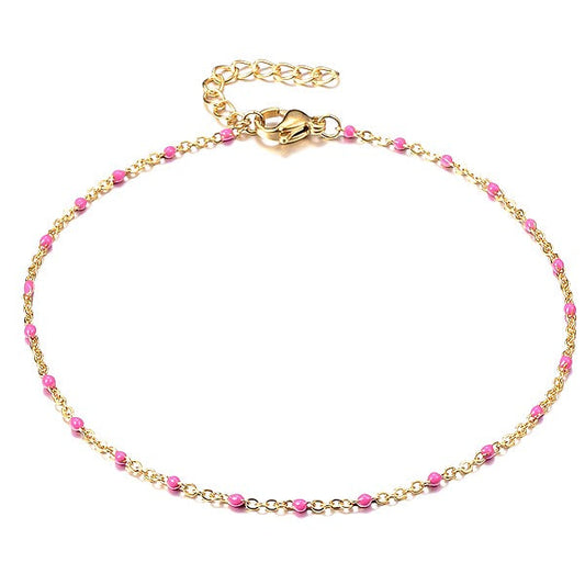 Chaîne de cheville acier 316 or rose
