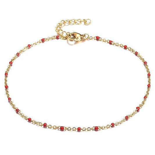Chaîne de cheville acier 316 or rouge