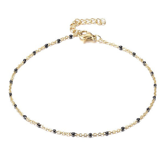 Chaîne de cheville acier 316 or noir
