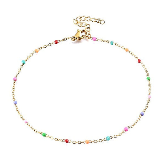 Chaîne de cheville acier 316 or multicouleur
