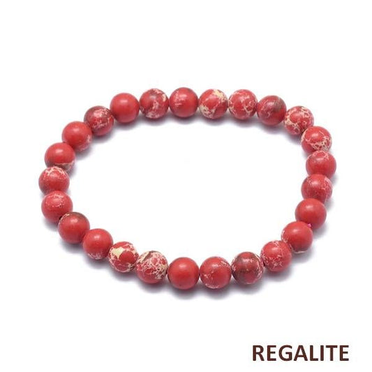 Bracelet pour Homme ou Femme - Pierre naturelle 8 mm - régalite rouge