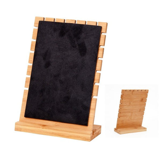 Présentoir bois bambou rectangle noir pour colliers