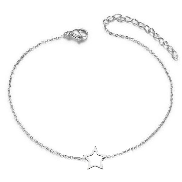 Chaine de cheville en Acier 316 - Etoiles argenté