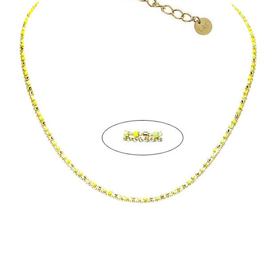 Collier femme acier 316 et perles de verre jaune et or