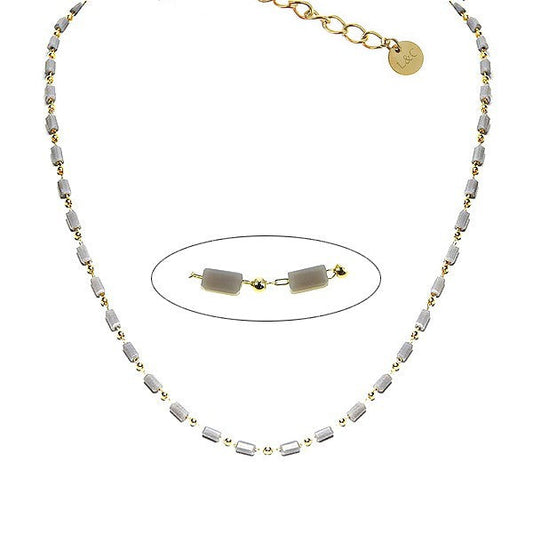 Collier femme acier 316 et perles de cristal grise