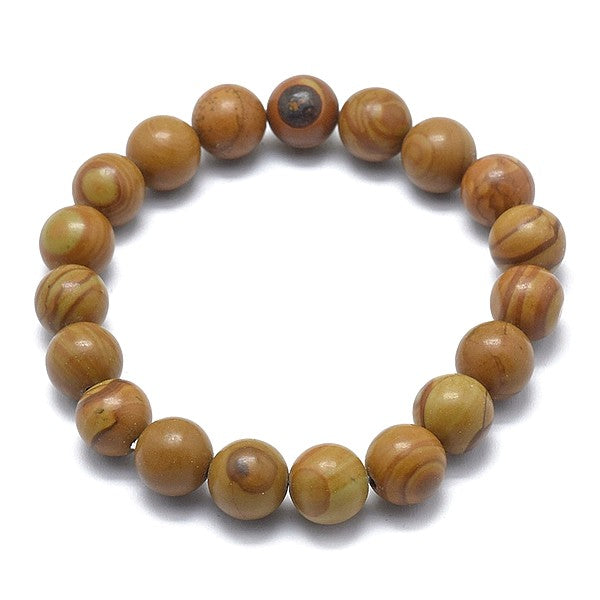Bracelet fantaisie pierre naturelle Dentelle de bois 8 mm