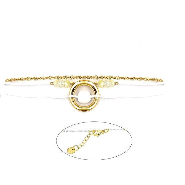 Bracelet pour femme acier 316 et gemme sur fil nylon blanc