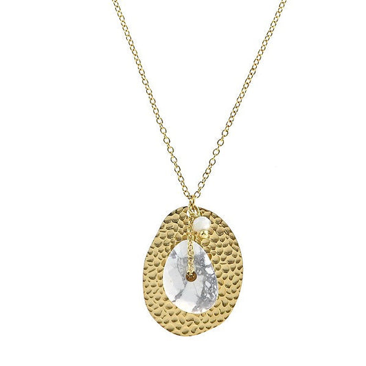 Collier pour femme acier 316 inoxydable pierre avec chaîne Howlite