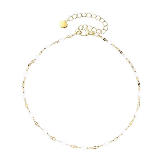 Chaîne de cheville en acier inoxydable couleur blanc