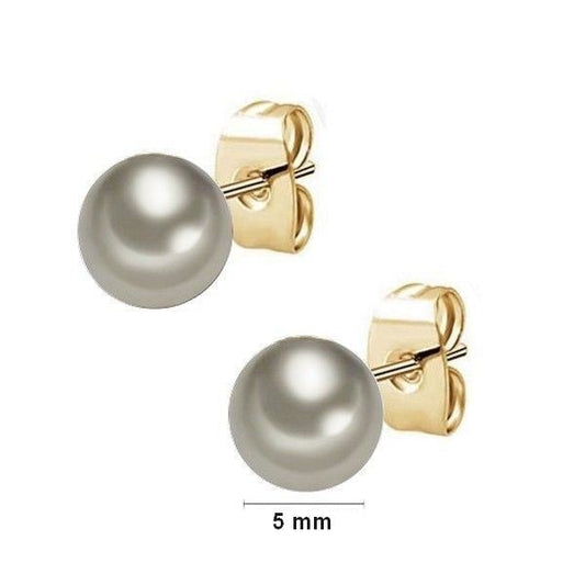 Boucles d'oreilles pour femme - Puces perles anthracite 5mm