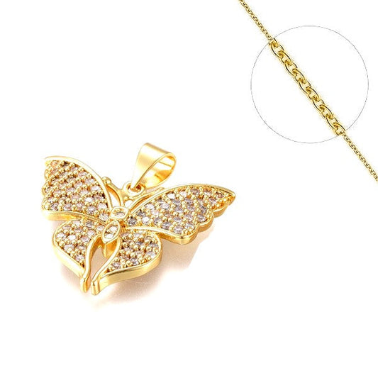 Collier chaine et pendentif zircon cubique papillon