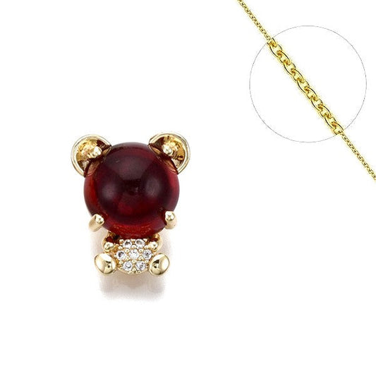 Collier chaine et pendentif ours rouge