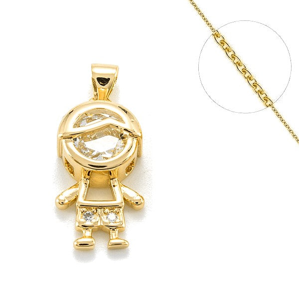 Collier chaine et pendentif zircon cubique petit garçon