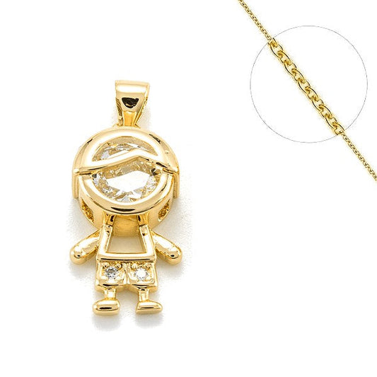 Collier chaine et pendentif zircon cubique petit garçon