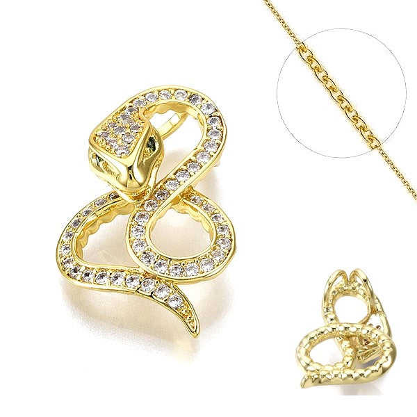 Collier chaine et pendentif zircon cubique serpent 2