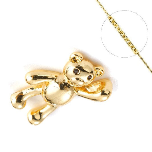 Collier chaine et pendentif zircon cubique ours