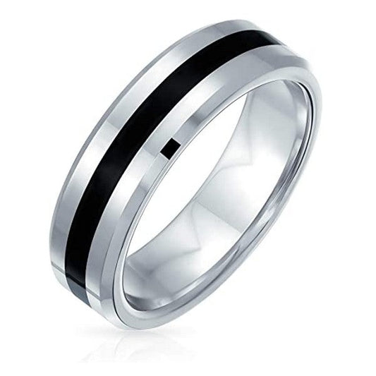 Bague acier 316 alliance noir et argenté