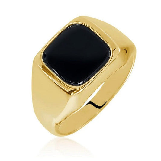 Bague chevalière acier 316 or et noir