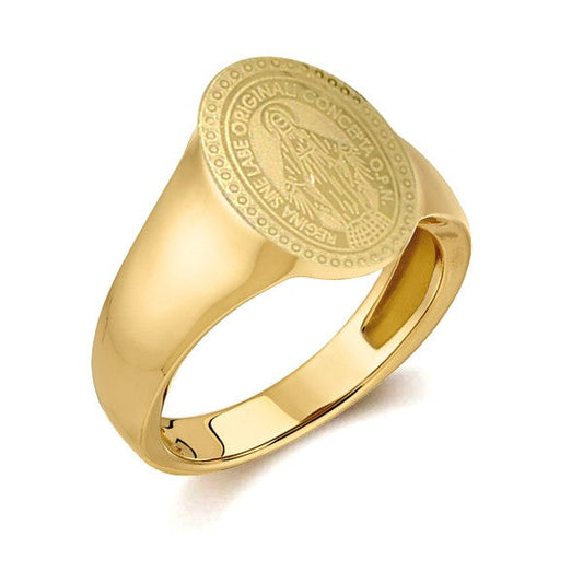 Bague chevalière or acier 316 Christ