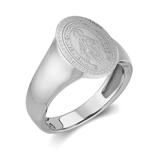 Bague chevalière argenté acier 316 Christ