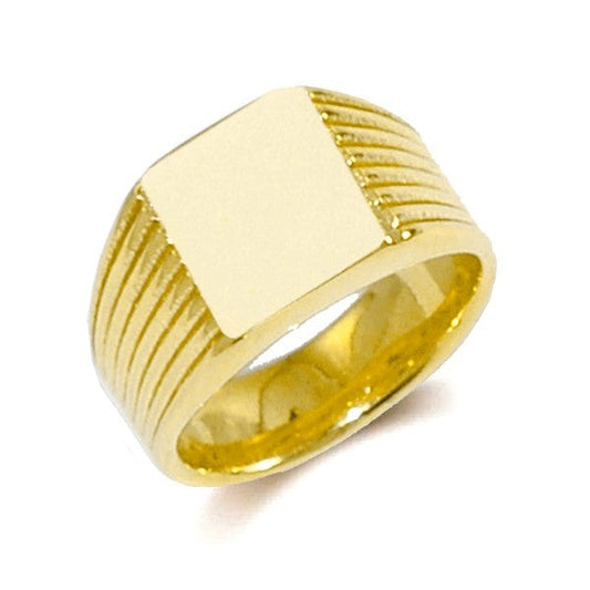 Bague chevalière or acier 316 striée