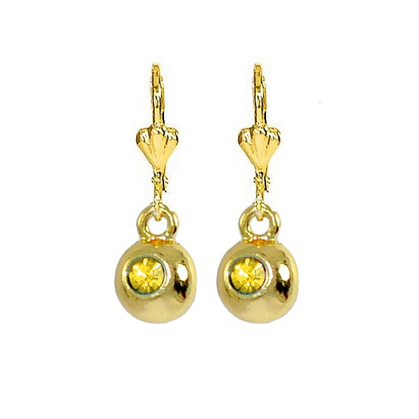 Boucles d'oreilles femme boule avec diamant CZ champagne