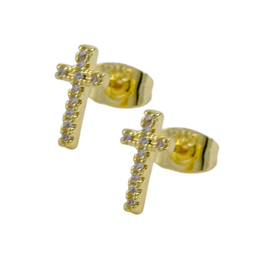 Boucles d'oreilles homme femme petite croix