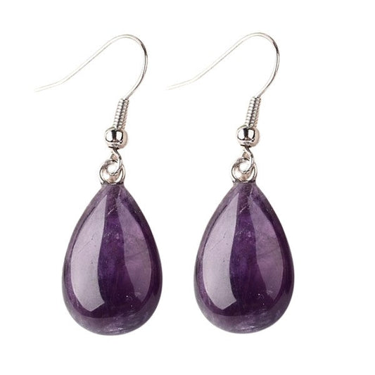 Boucles d'oreilles pierre naturelle goutte améthyste