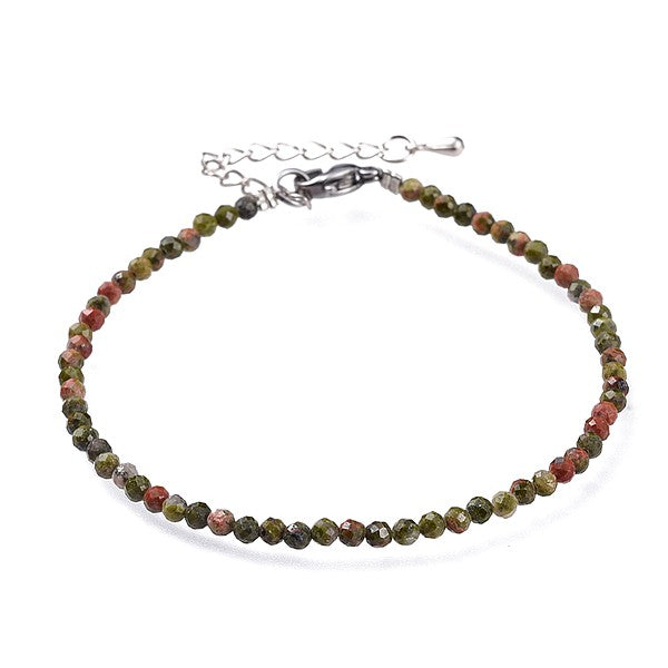 Bracelet fin pierre naturelle unakite acier inoxydable