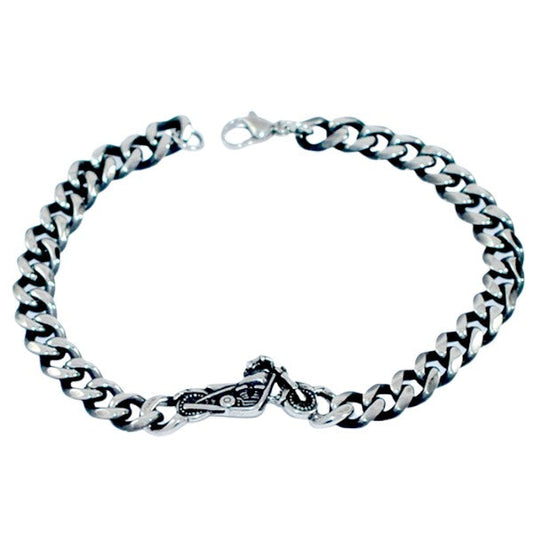 Bracelet gourmette acier inoxydable moto