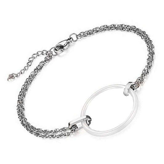 Bracelet acier céramique pour femme cercle blanc