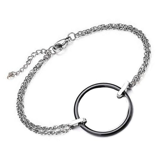 Bracelet acier céramique pour femme cercle noir