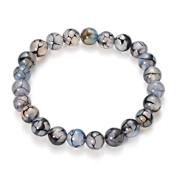 Bracelet homme ou femme pierre naturelle agate veine de dragon 8 mm