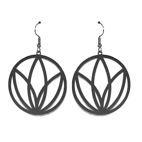 Boucles d'oreilles fantaisie filigrane feuille de cannabis noire