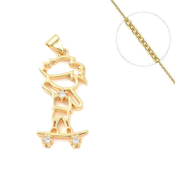 Collier chaine et pendentif 18k skateboard