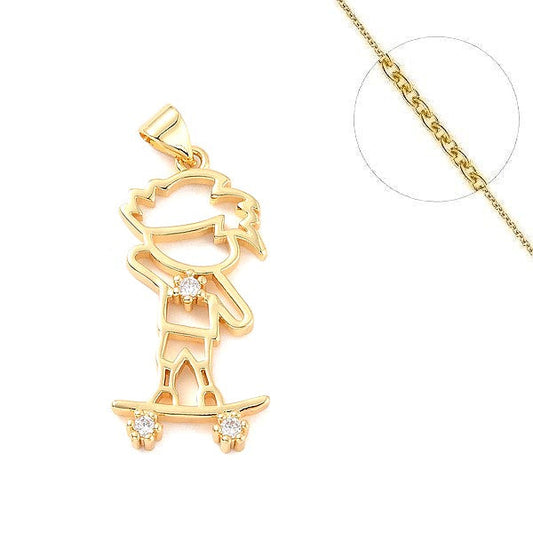 Collier chaine et pendentif 18k skateboard