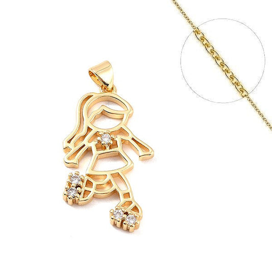 Collier chaine et pendentif 18k patins à roulettes