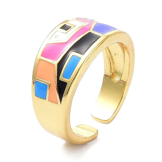 Bague femme réglable motif géométrique