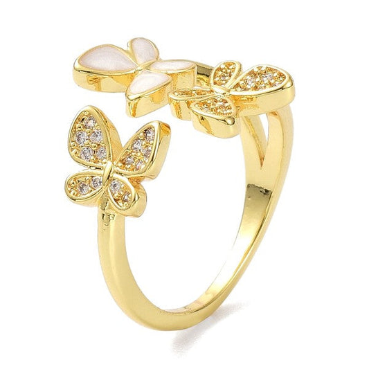 Bague femme réglable envolée de papillons