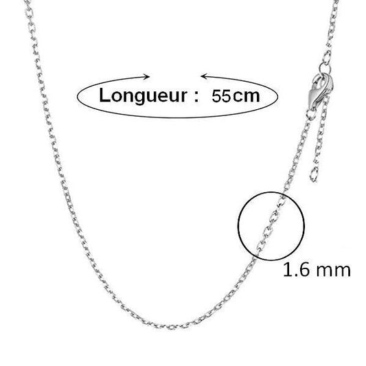 Lot de 10 Chaines acier maille forçat 1.6mm - 55cm+5cm