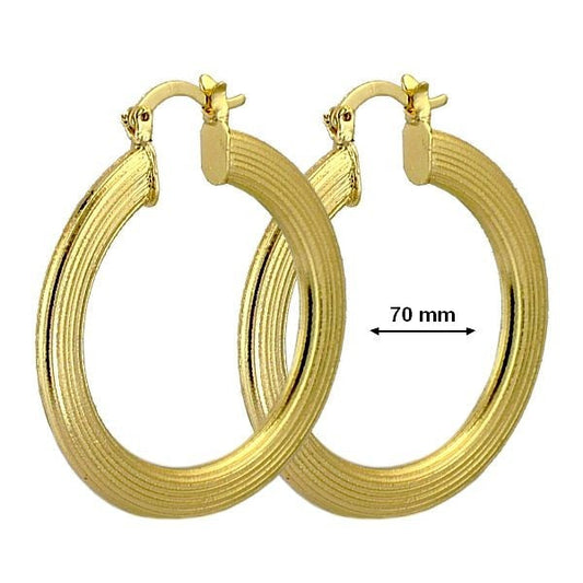 Boucles d'oreilles pour femme - Couleur Or - Créoles 70 mm ciselé