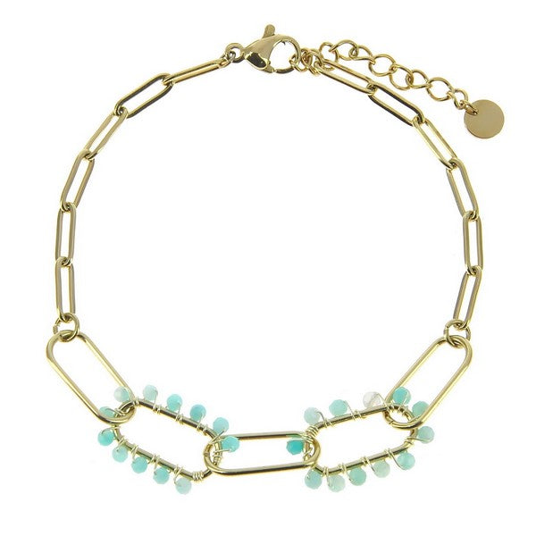 Bracelet acier multitude de pierres naturelles amazonite