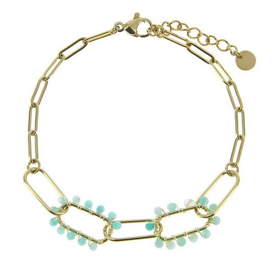 Bracelet acier multitude de pierres naturelles amazonite