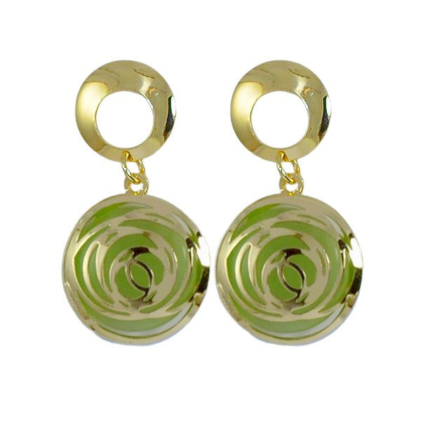 Boucles d'oreilles femme double cercle verte